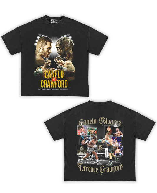 Canelo vs Crawford Tribute Vintage Shirt: Front/Back (Vintage Black)