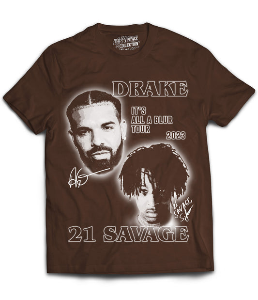 Drake/21 Savage Tribute Vintage Shirt: Front/Back (Mocha)