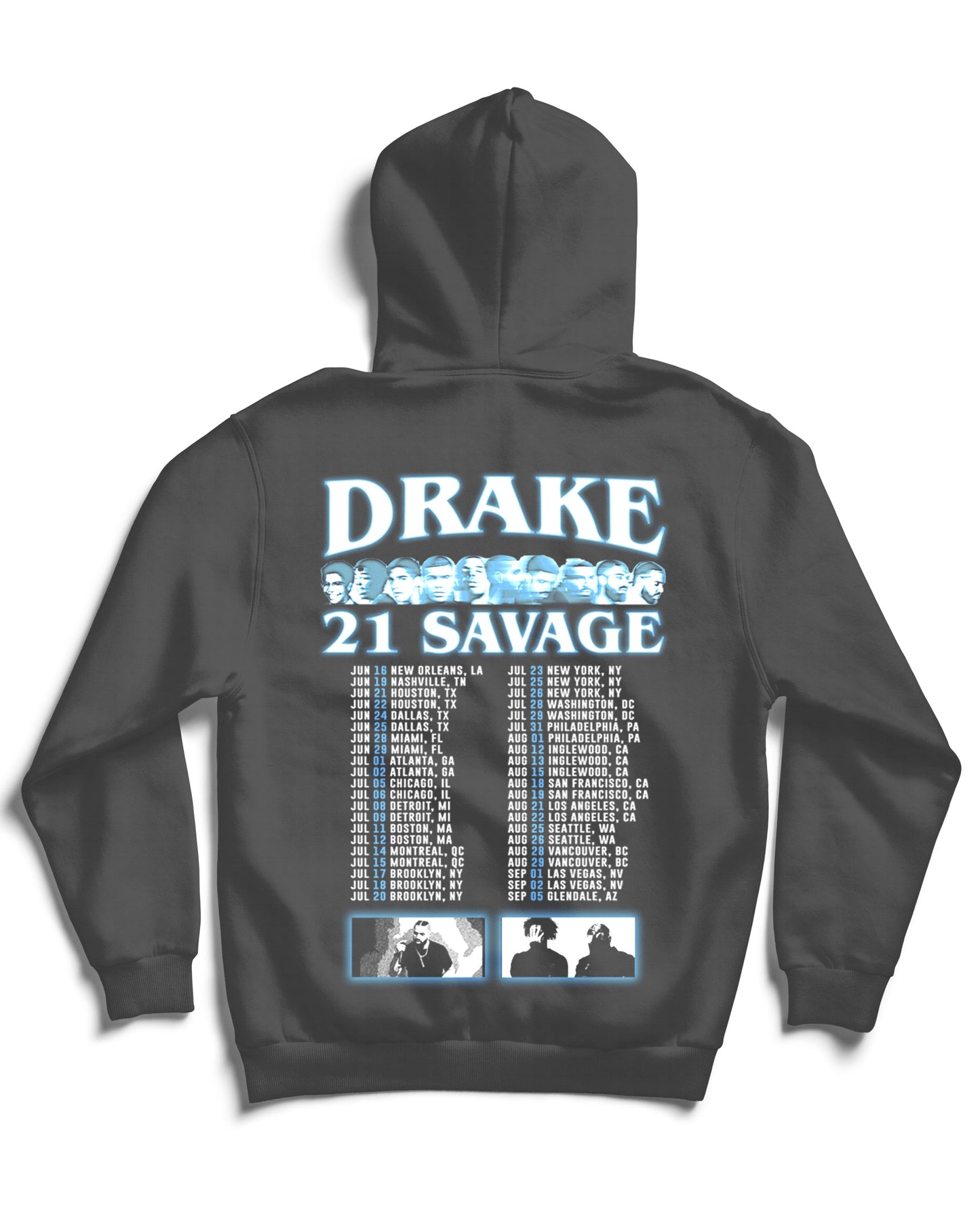 Drake/21 Savage Tribute Vintage Hoodie: Front/Back (Vintage Black)