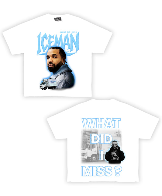 Drake "Ice Man" Tribute Vintage Shirt: Front/Back (White)