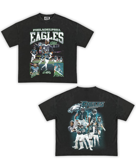 Eagles Super Bowl Champs Tribute Vintage Shirt: Front/Back (Vintage Black)