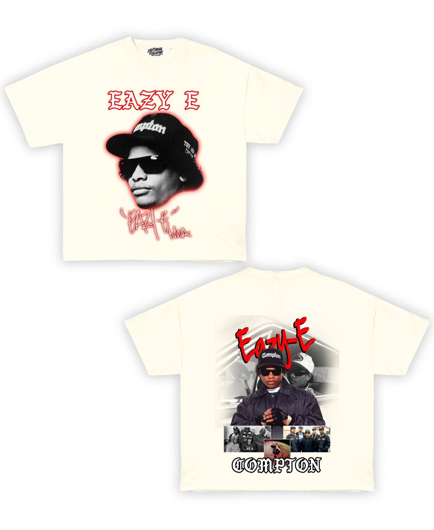Eazy E Tribute Vintage Shirt: Front/Back (Cream)