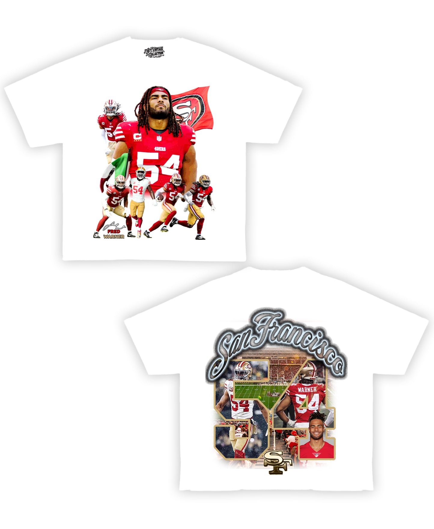 Fred Warner Tribute Vintage Shirt: Front/Back (White)