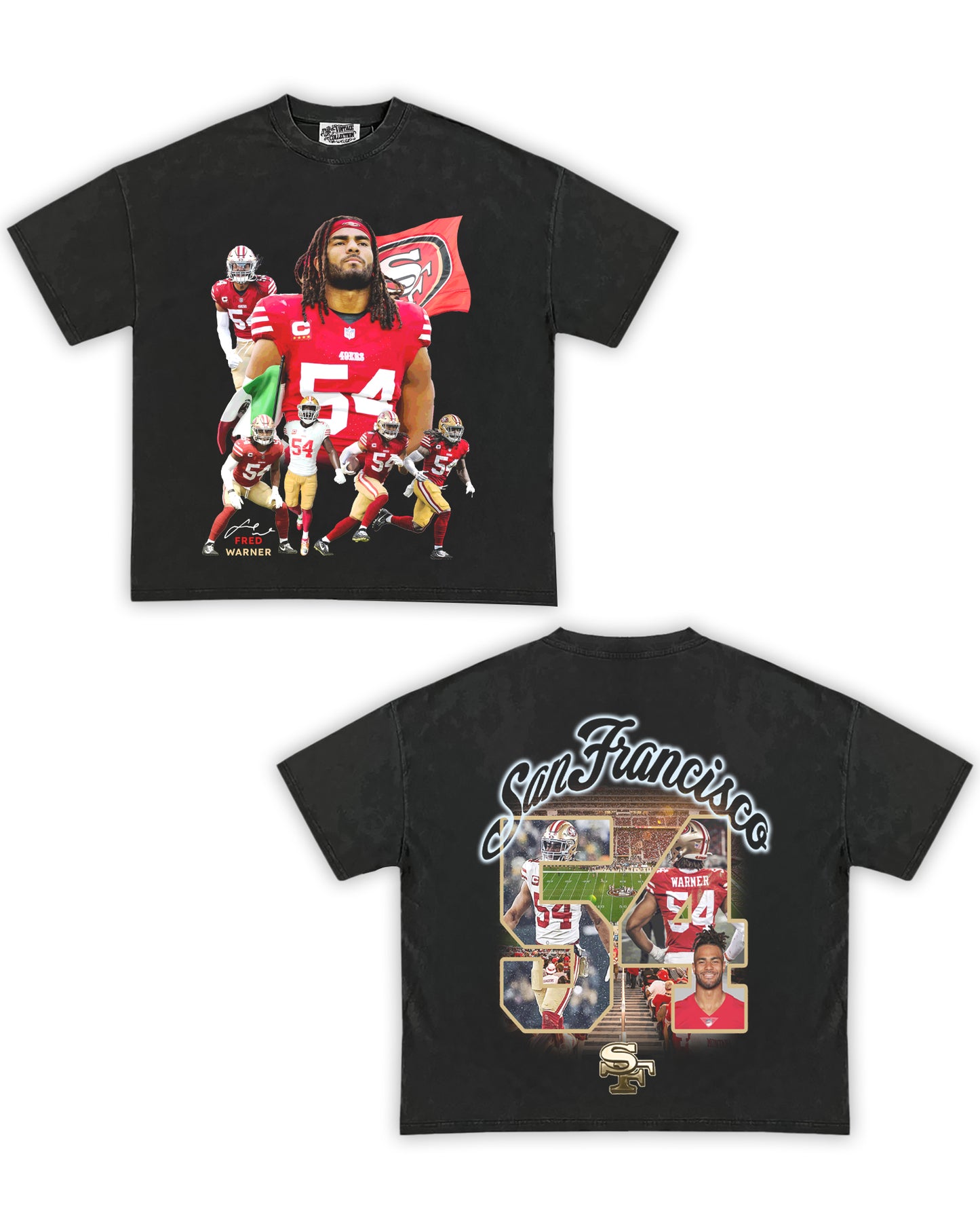 Fred Warner Tribute Vintage Shirt: Front/Back (Vintage Black)