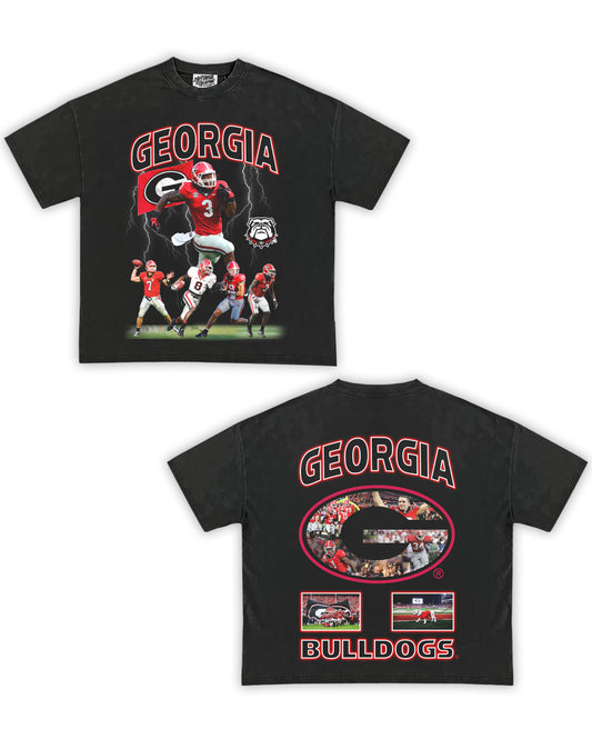 Georgia Bulldogs Football Tribute Vintage Shirt: Front/Back (Vintage Black)