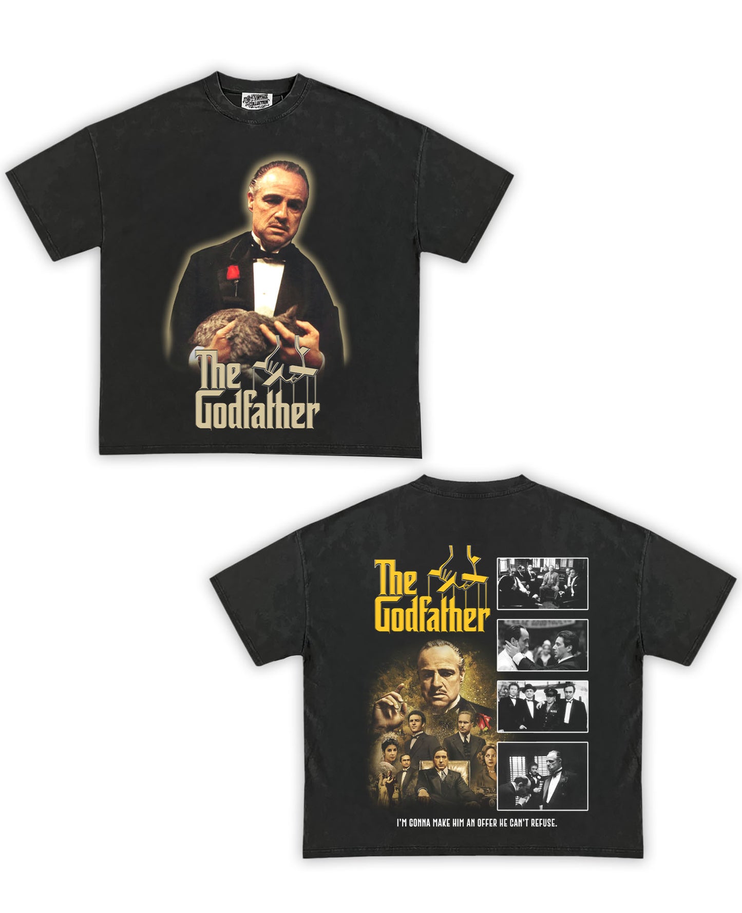 Godfather Tribute Vintage Shirt: Front/Back (Vintage Black)