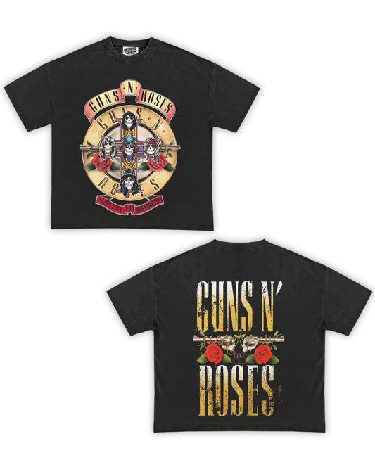 Guns N' Roses Tribute Vintage Shirt: Front/Back (Vintage Black)