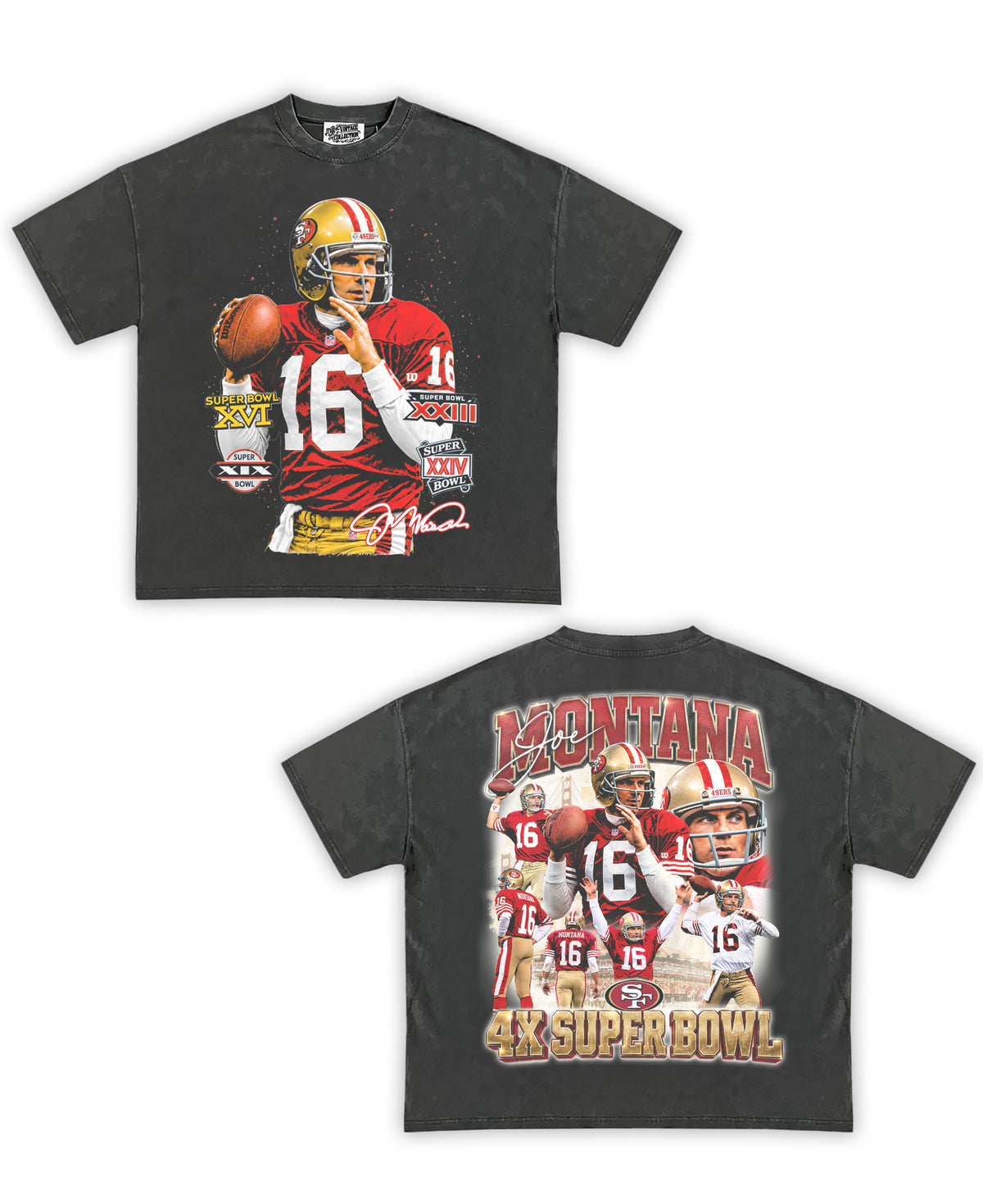 Joe Montana 4x Superbowl Shirt Front/Back