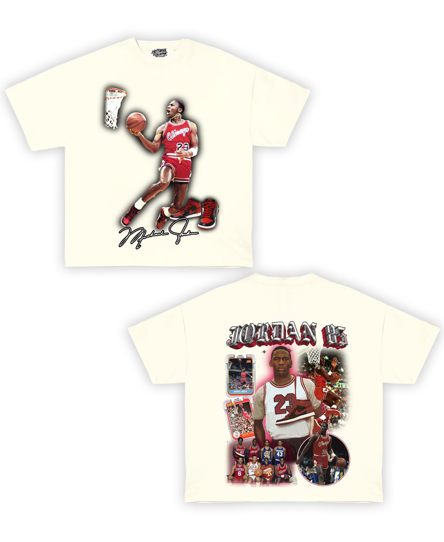 Jordan 85 Tribute Vintage Shirt: Front/Back (Cream)