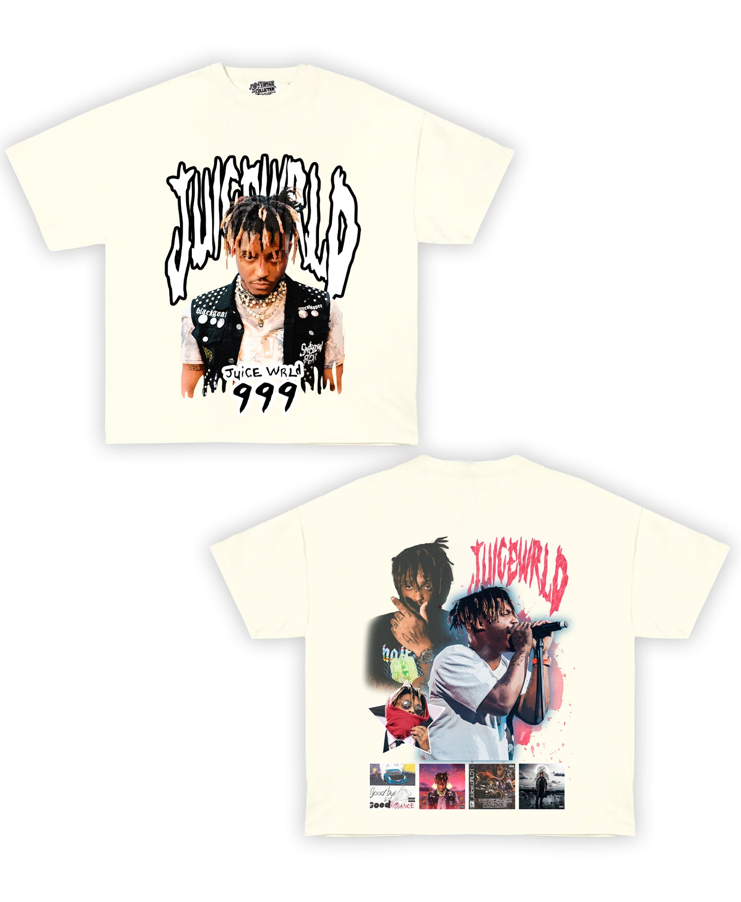 Juice Wrld Tribute Vintage Shirt: Front/Back (Cream)