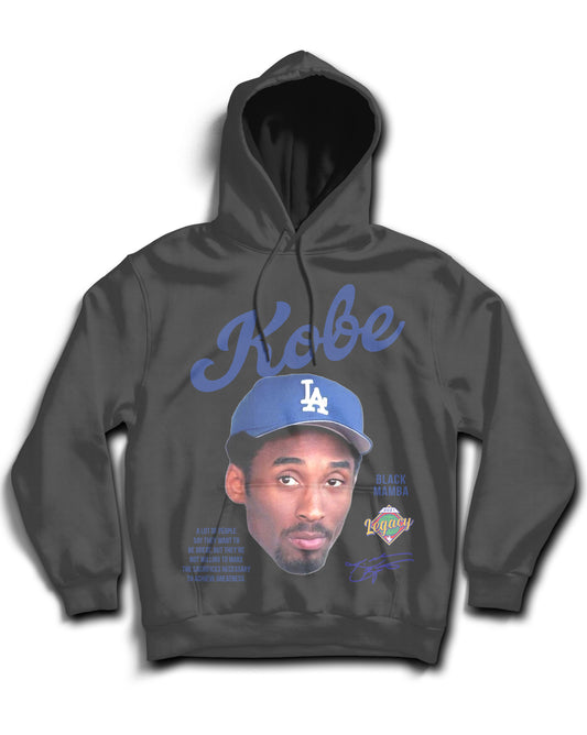 Kobe Dodgers Tribute Vintage Hoodie: Front/Back (Vintage Black)