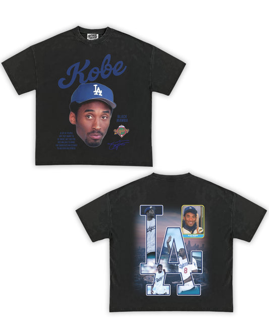 Kobe Dodgers Tribute Vintage Shirt: Front/Back (Vintage Black)