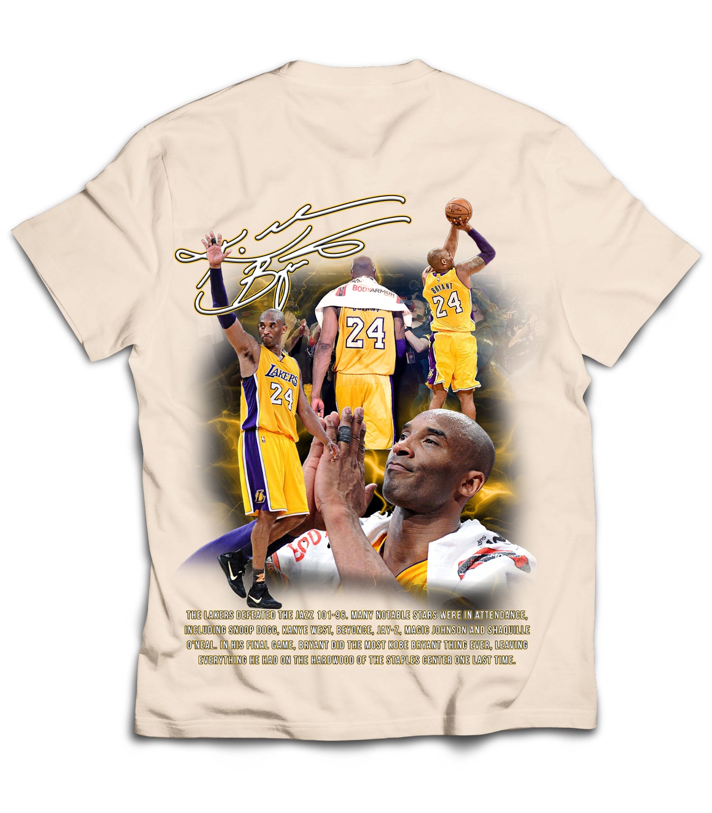 Kobe Farewell Tribute Vintage Shirt: Front/Back (Cream)