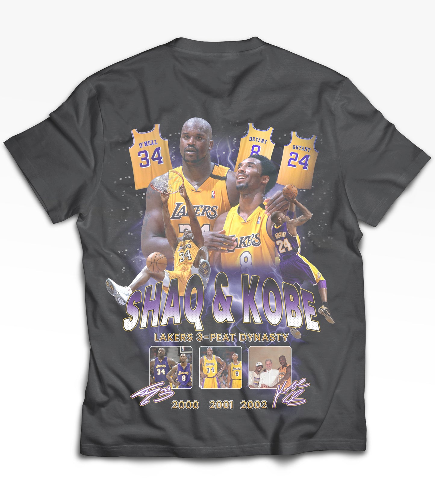 Kobe / Shaq Tribute Vintage Shirt: Front/Back (Vintage Black)