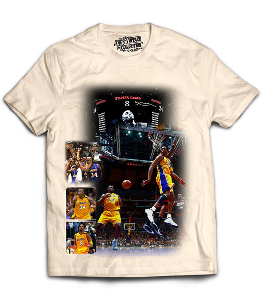 Kobe / Shaq Tribute Vintage Shirt: Front/Back (Cream)