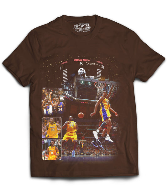 Kobe / Shaq Tribute Vintage Shirt: Front/Back (Mocha)