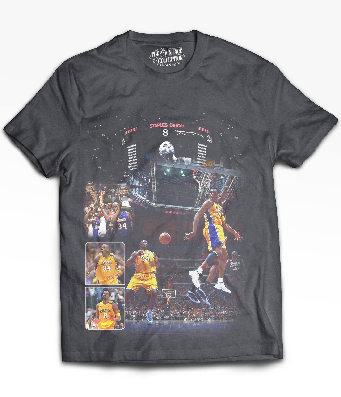 Kobe / Shaq Tribute Vintage Shirt: Front/Back (Vintage Black)