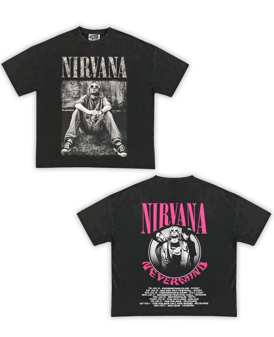 Nirvana "Nevermind" Tribute Vintage Shirt: Front/Back (Vintage Black)