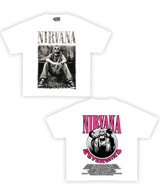 Nirvana "Nevermind" Tribute Vintage Shirt: Front/Back (White)