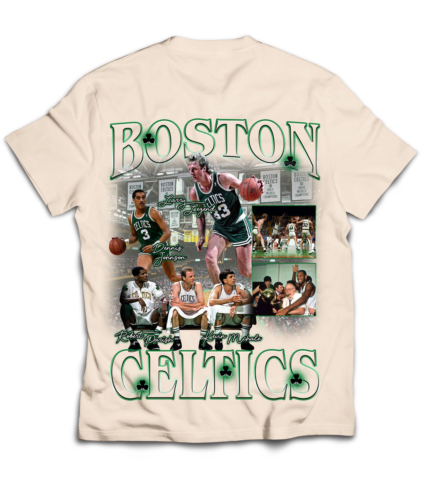 Larry Bird Tribute Vintage Shirt: Front/Back (Cream)