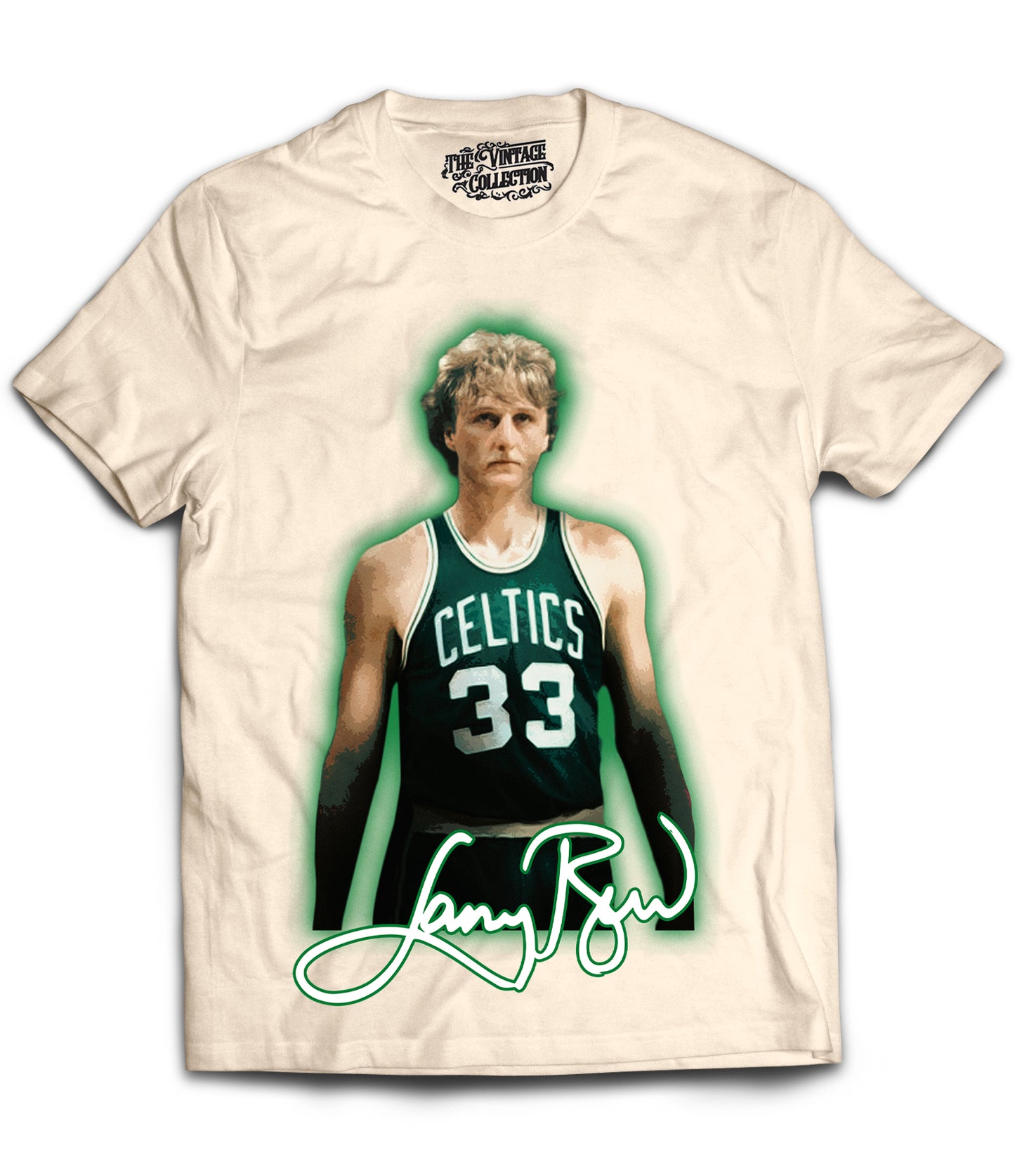 Larry Bird Tribute Vintage Shirt: Front/Back (Cream)