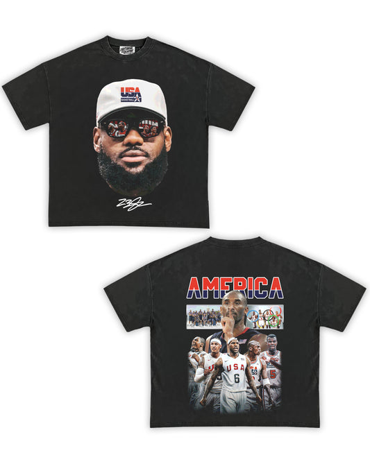 USA Basketball Tribute Vintage Shirt: Front/Back (Vintage Black)