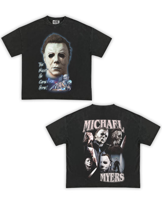 Michael Myers Tribute Vintage Shirt: Front/Back (Vintage Black)