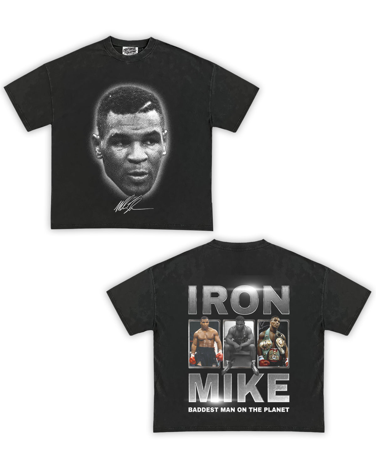 Mike Tyson Collection Mike Tyson 2 Tribute Vintage Shirt: Front/Back (Vintage Black) – The ...