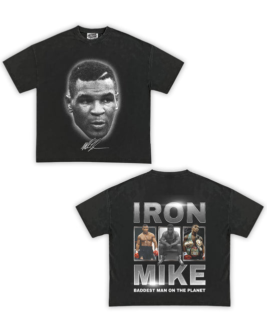 Mike Tyson 2 Tribute Vintage Shirt: Front/Back (Vintage Black)