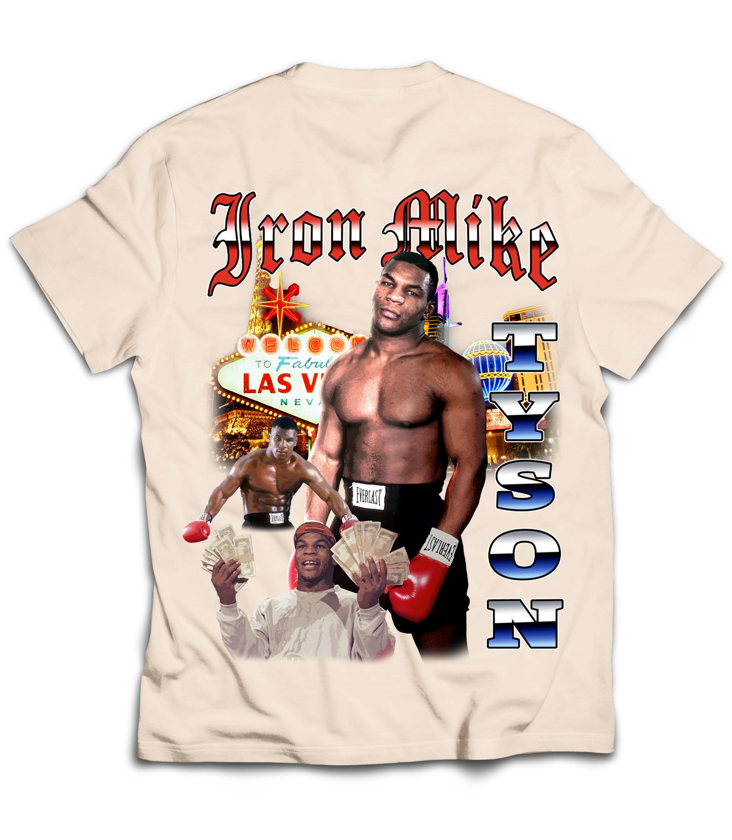 Mike Tyson Tribute Vintage Shirt: Front/Back (Cream)