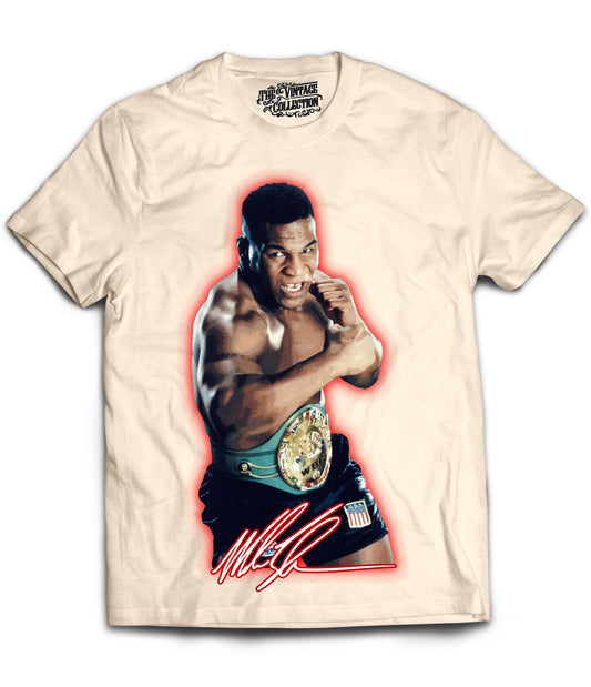 Mike Tyson Tribute Vintage Shirt: Front/Back (Cream)