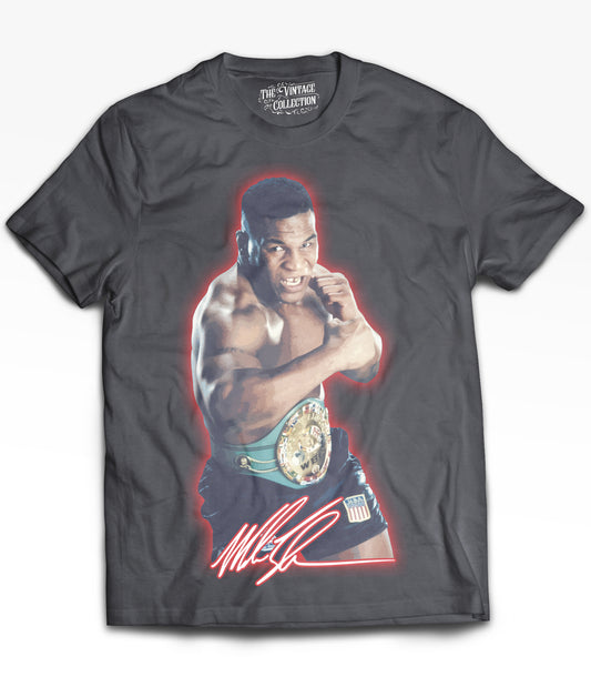Mike Tyson Tribute Vintage Shirt: Front/Back (Vintage Black)