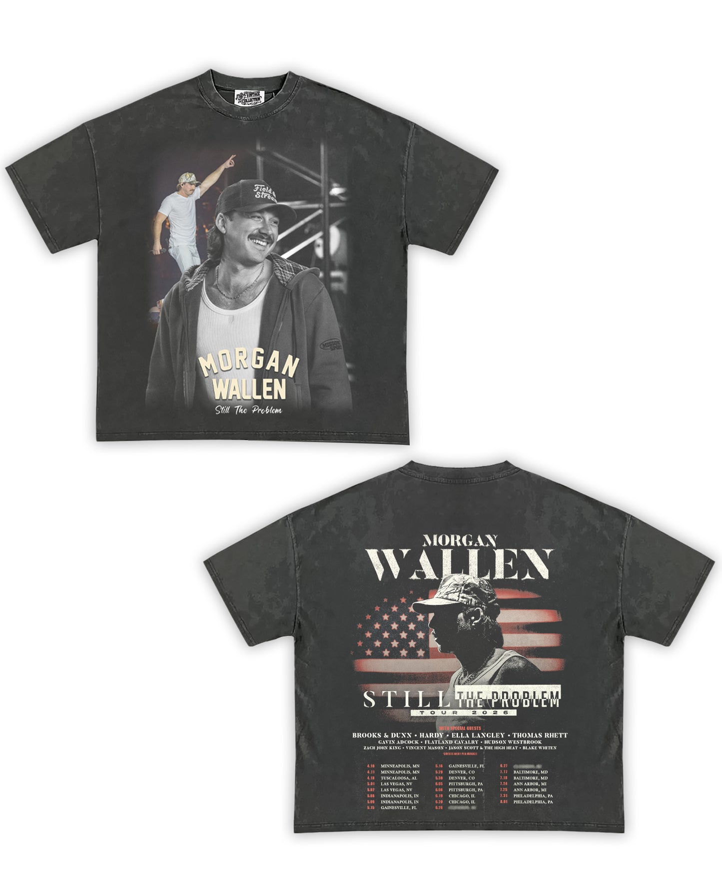 Morgan Wallen "Still the Problem Tour" Vintage Shirt: Front/Back (Vintage Black)