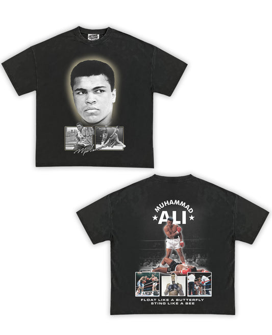 Muhammad Ali Tribute Vintage Shirt: Front/Back (Vintage Black)