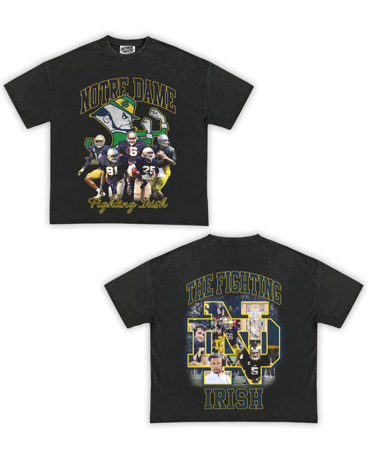 Notre Dame Tribute Vintage Shirt: Front/Back (Vintage Black)