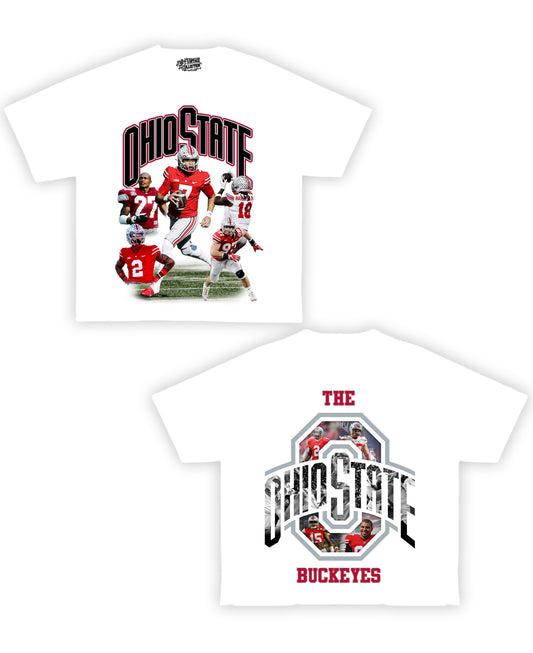 The Ohio State Buckeyes Football Tribute Vintage Shirt: Front/Back (White)