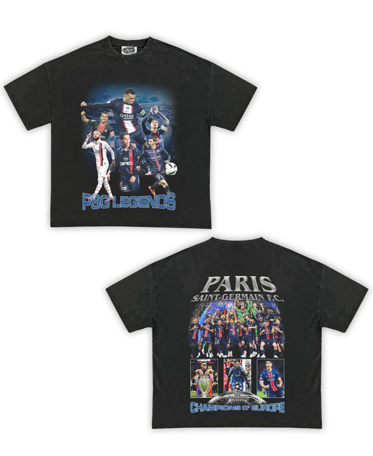 PSG Legends Tribute Vintage Shirt: Front/Back (Vintage Black)