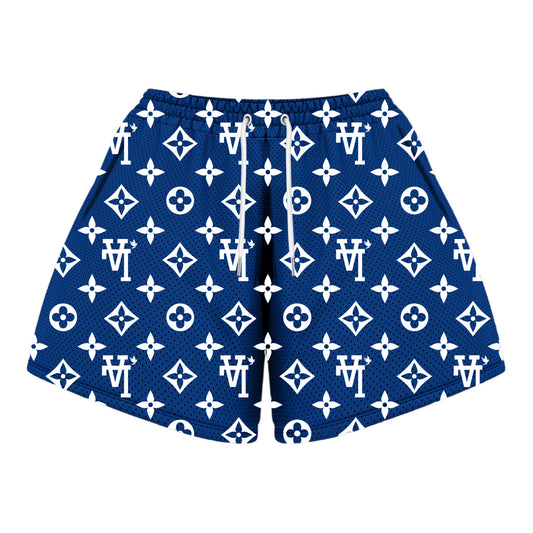 LV Block Blue Mesh Basketball Short