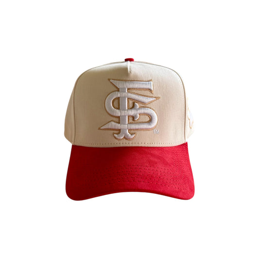 Fresno State Bulldogs "FS" Snapback Hat (Cream/Red)