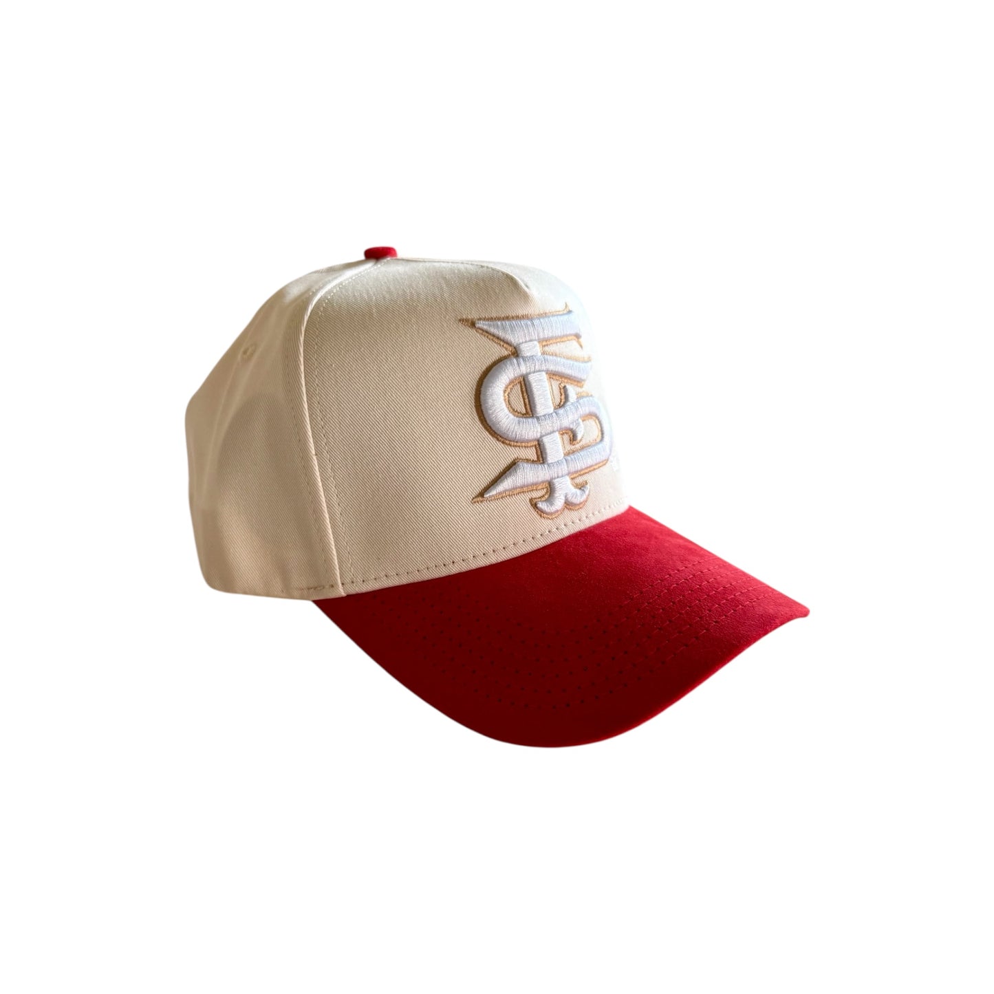 Fresno State Bulldogs "FS" Snapback Hat (Cream/Red)