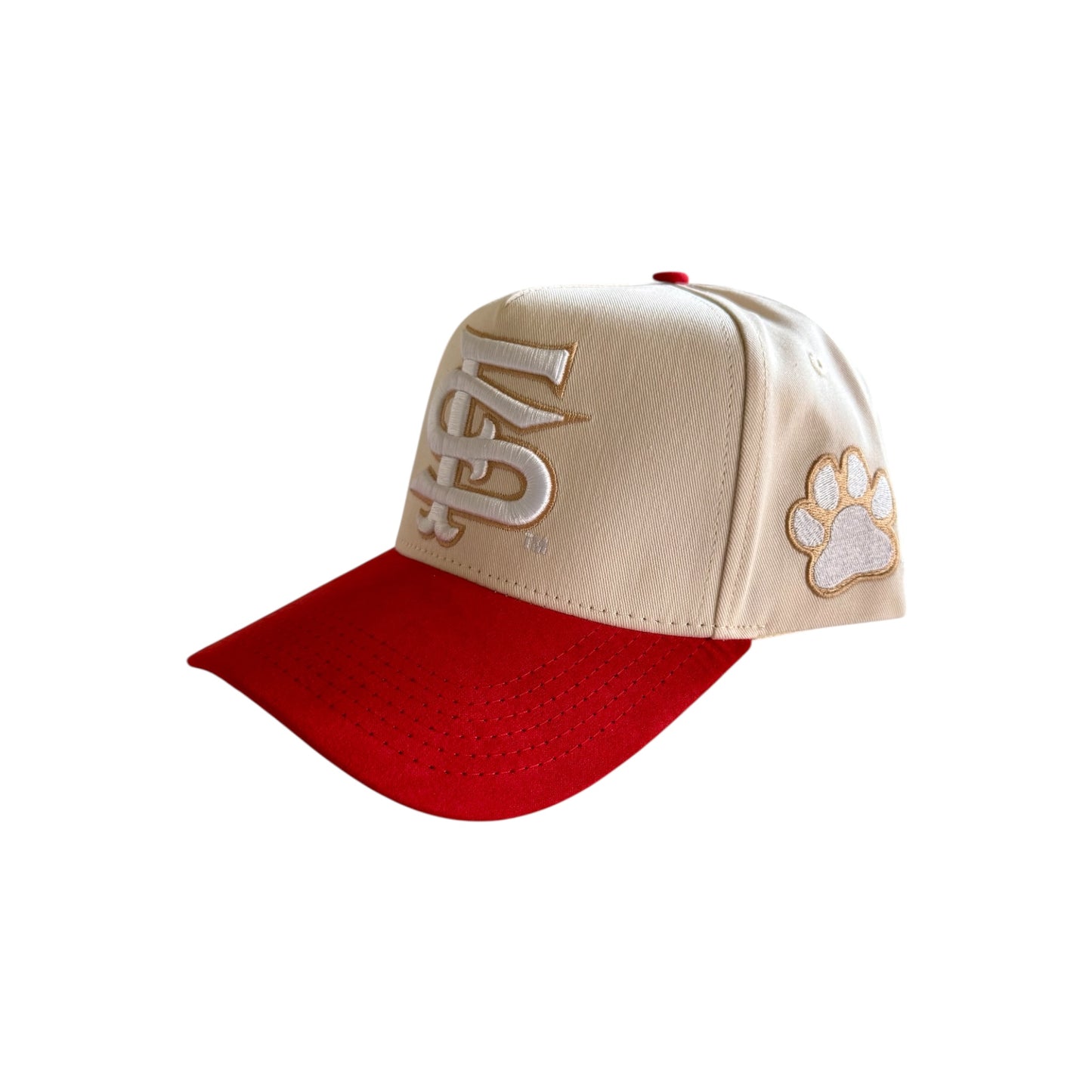 Fresno State Bulldogs "FS" Snapback Hat (Cream/Red)