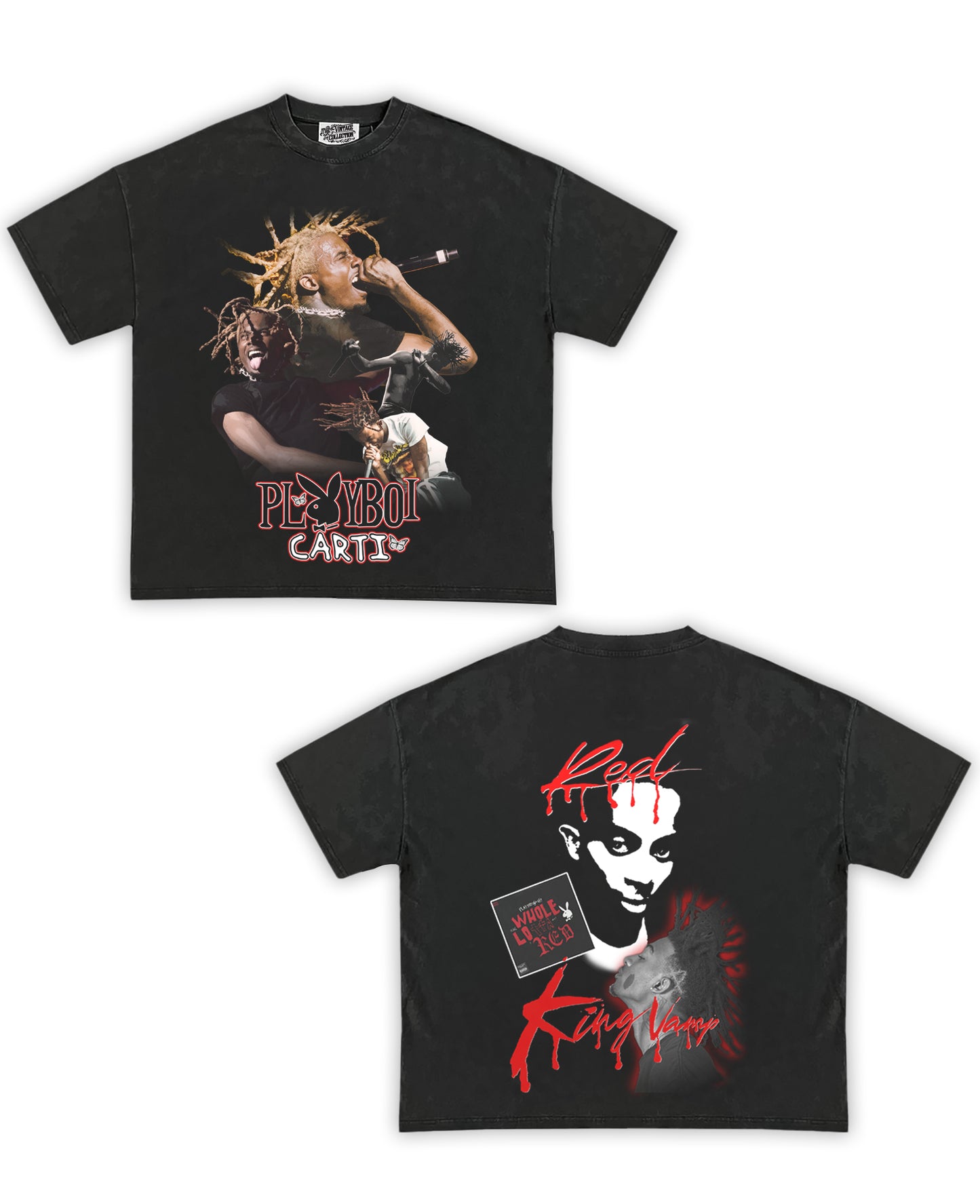 Playboi Carti Tribute Vintage Shirt: Front/Back (Vintage Black)