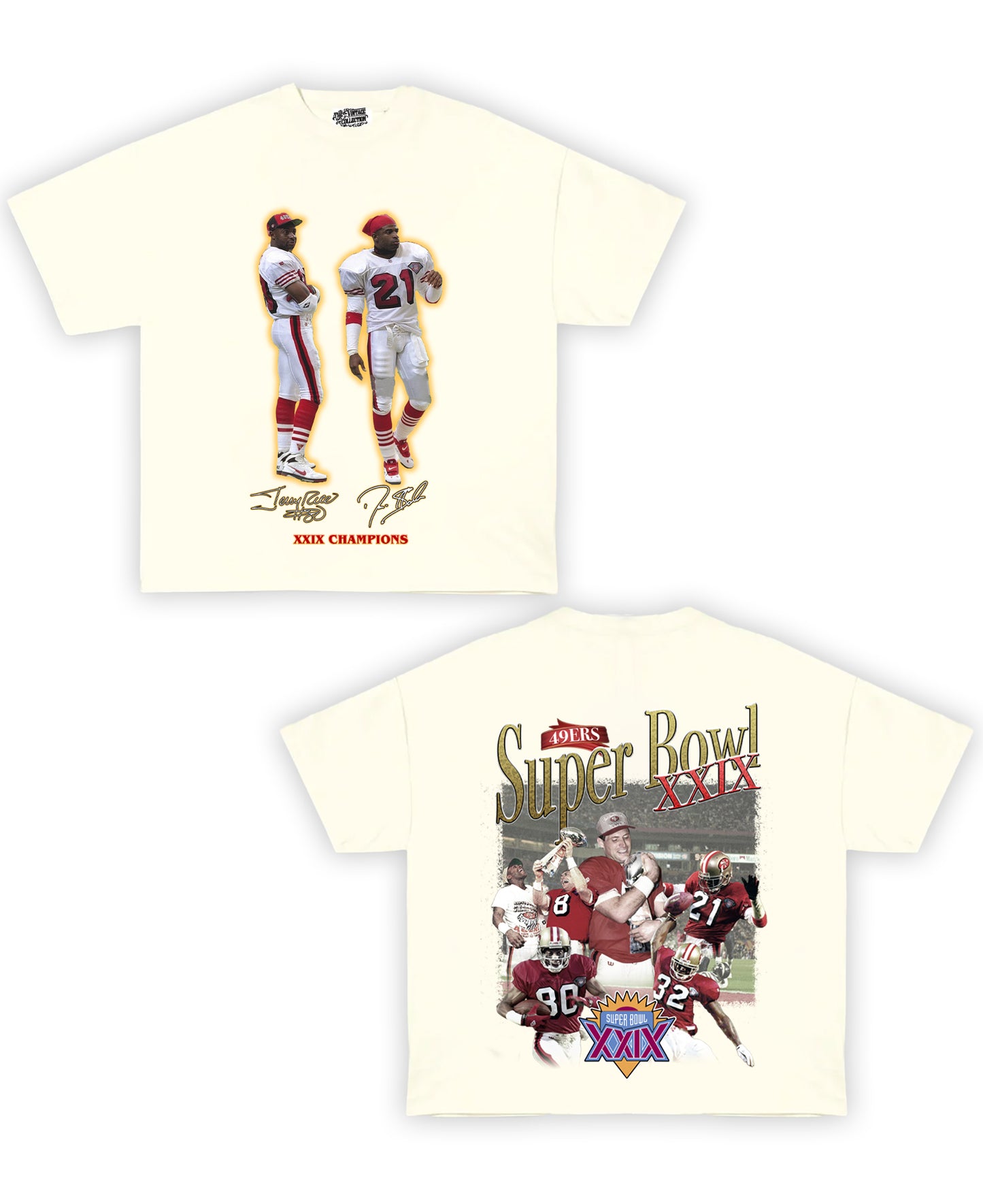 Superbowl 29 Tribute Vintage Shirt: Front/Back (Cream)