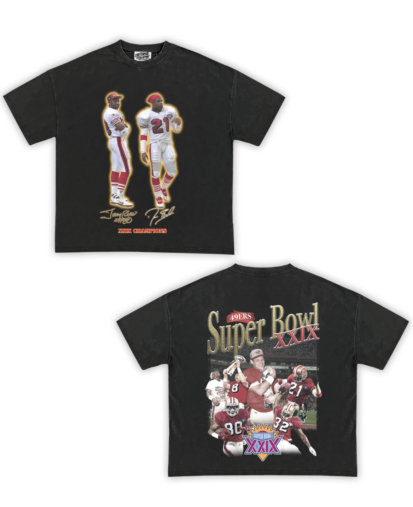 Superbowl 29 Tribute Vintage Shirt: Front/Back (Vintage Black)