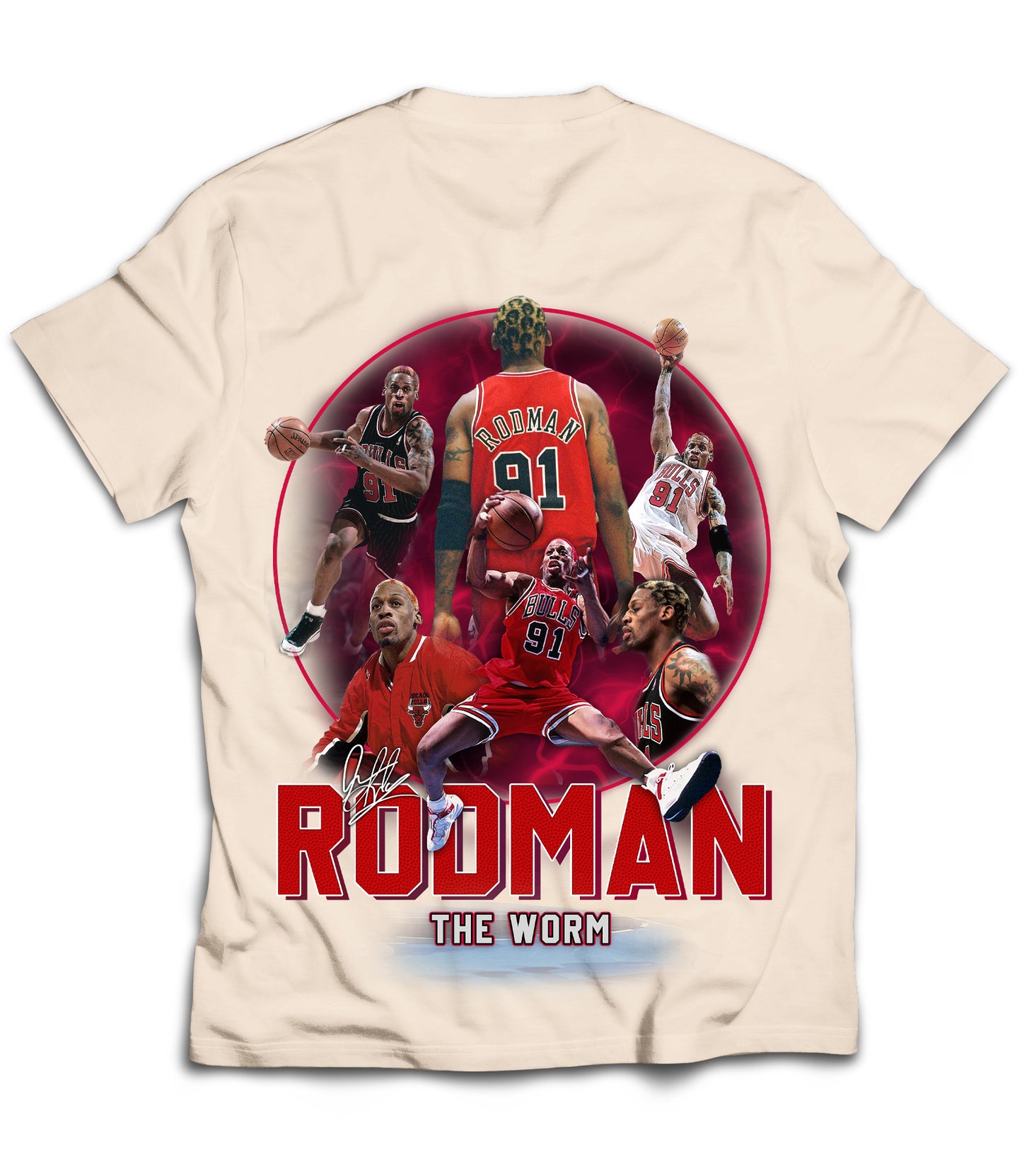 Rodman Tribute Vintage Shirt: Front/Back (Cream)