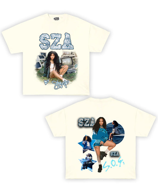 SZA Tribute Vintage Shirt #2: Front/Back (Cream)
