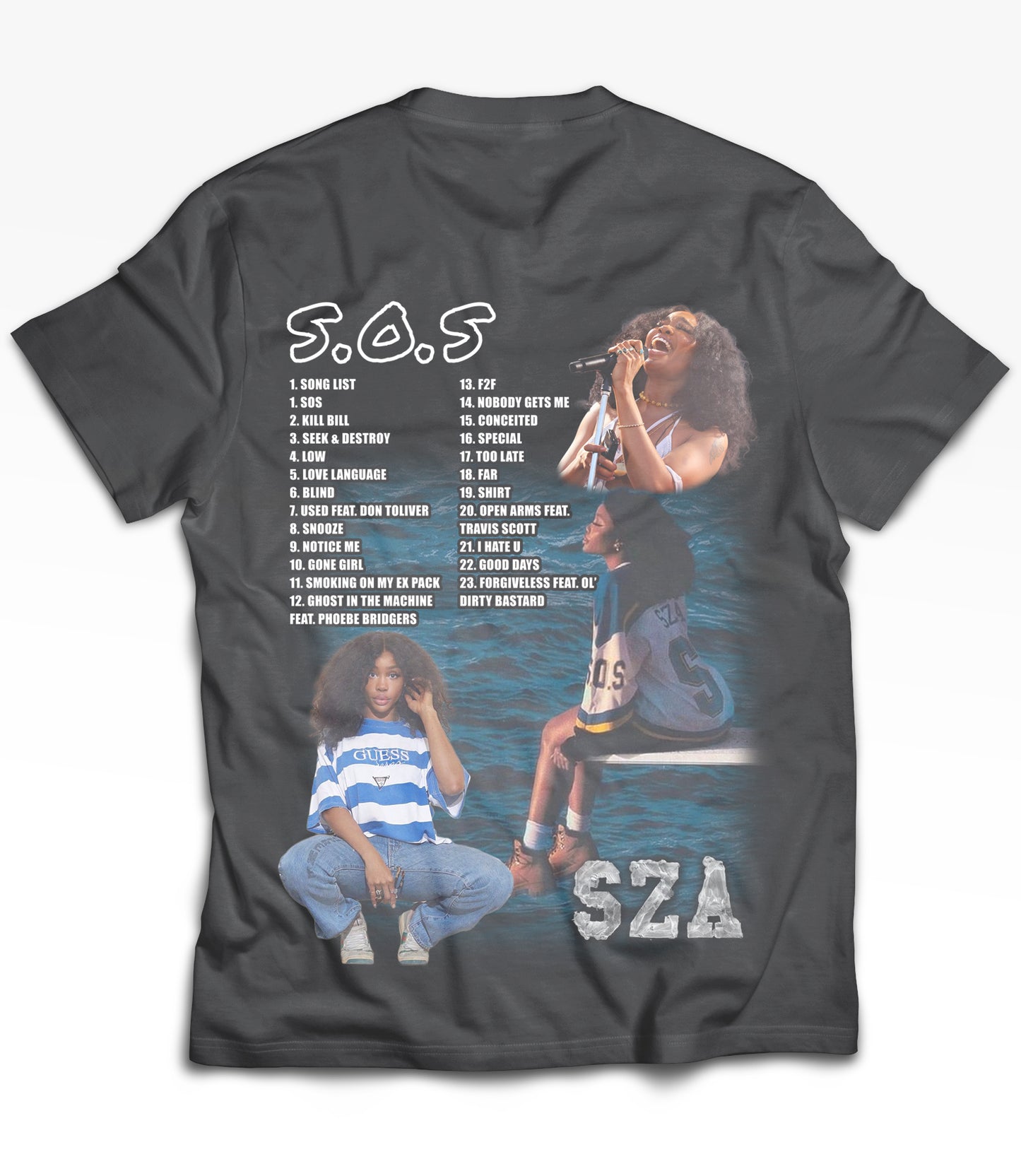 SZA Tribute Vintage Shirt: Front/Back (Vintage Black)