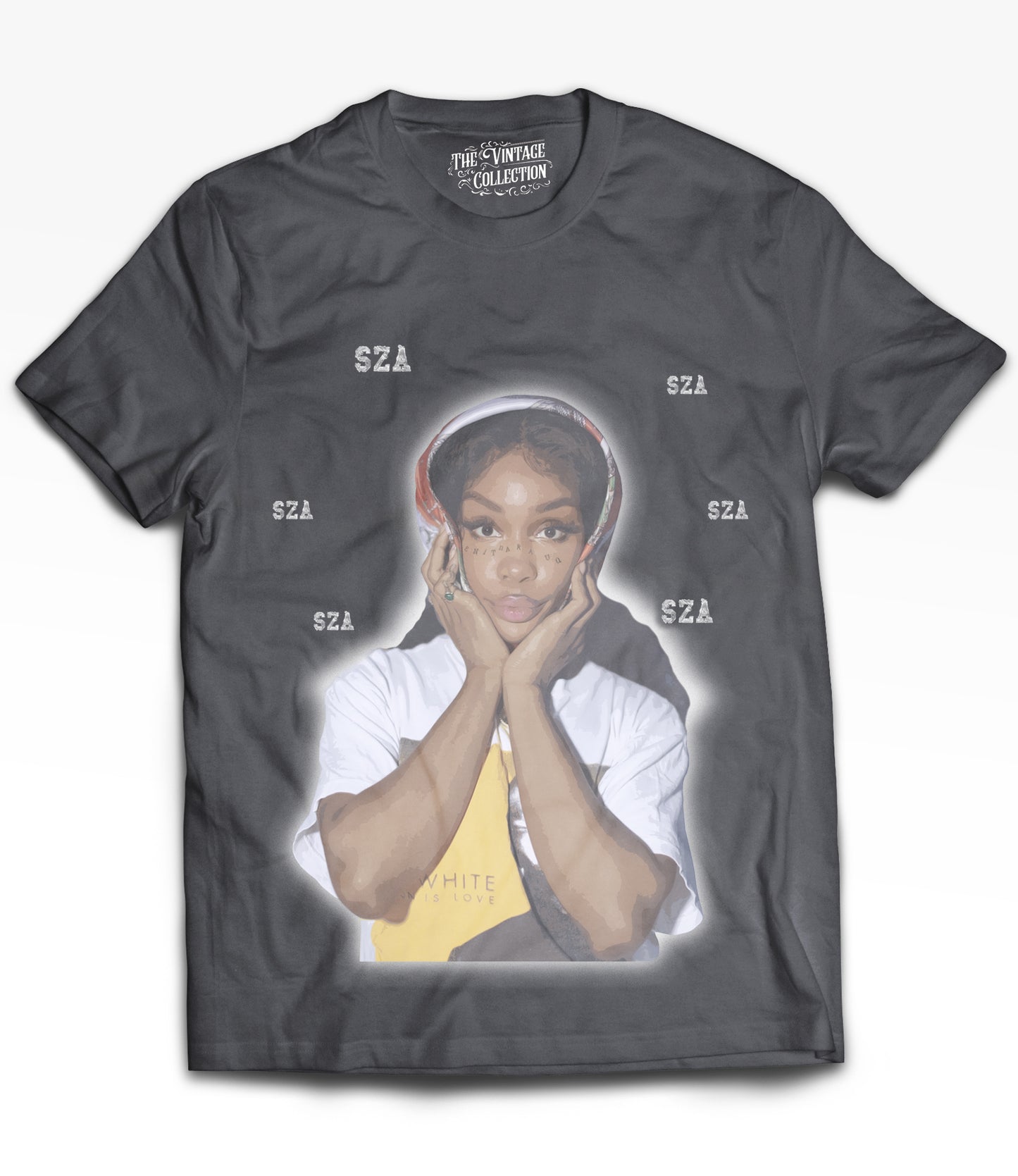 SZA Tribute Vintage Shirt: Front/Back (Vintage Black)