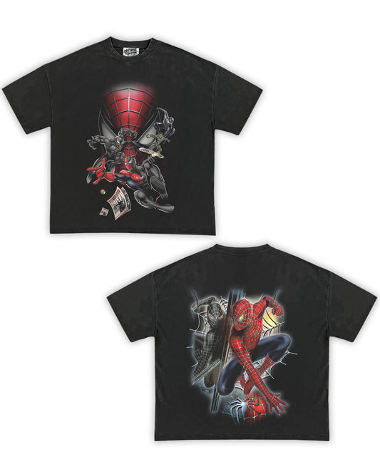 Spider-Man/Venom Tribute Vintage Shirt: Front/Back (Vintage Black)