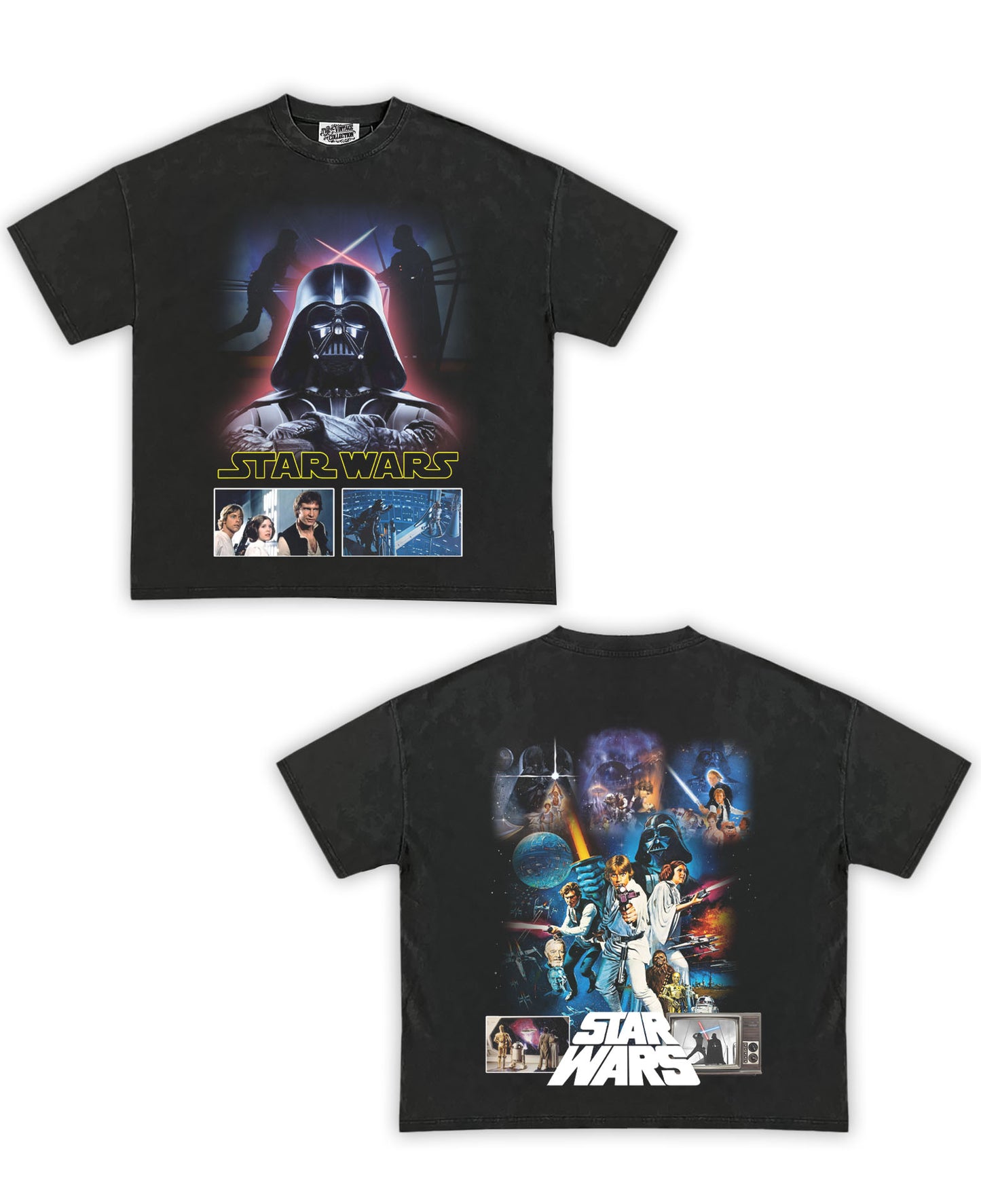 Star Wars Tribute Vintage Shirt: Front/Back (Vintage Black)